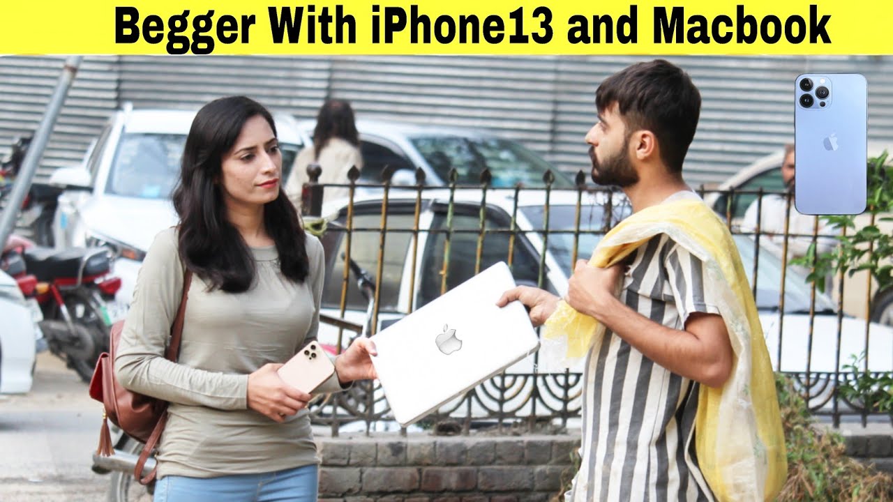 Beggar With IPhone 13 Pro Max & Macbook Pro Prank | @HitPranks - YouTube