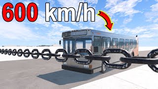 The HighWay Bus collided with a 20cm iron chain (600 km/h) | Cars Crash Test ⏩ BeamNG | Car Bins