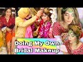 Vlog  our wedding day  doing my own bridal makeup   getting emotional   chuda ceremony