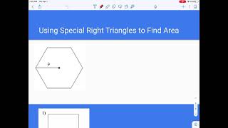 Finding the Area of Regular Polygon Using Special right triangles
