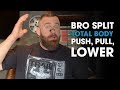 Bro split, total body or push, pull, lower?
