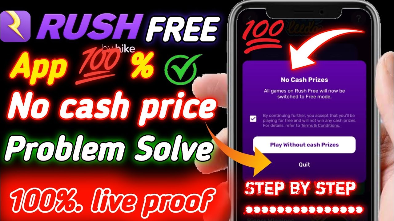 🤑rush free app no cash prizes problem solve ! rush free no cash price solution !New self earning app