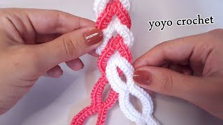 كروشية ضفيرة بخطوات سهلة جداً - Crochet braid in easy steps#يويو_كروشية