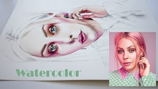 NotSoFunnyAny - watercolor portrait (timelapse video)