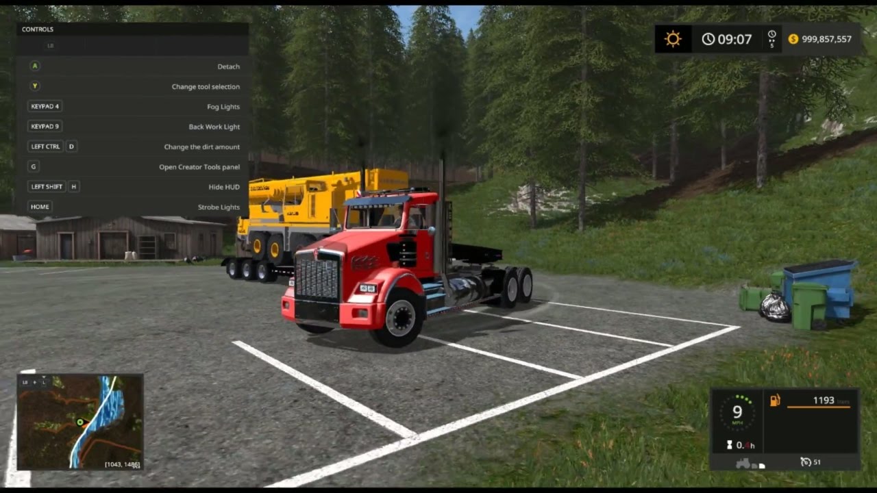 Fs 17 T800 LowBoy hauling Big Crane!