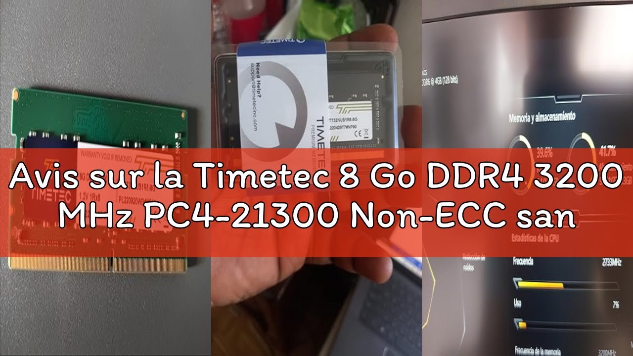 Avis sur la Timetec 8 Go DDR4 3200 MHz PC4-21300 Non-ECC sans Tampon 1,2 V CL22 1Rx8 Simple Rang 260