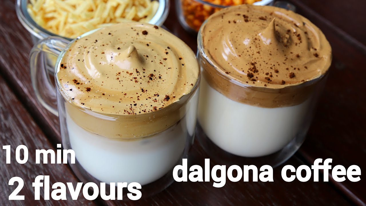 dalgona coffee recipe | डलगोना कॉफ़ी | dalgona coffee 2 ways | cocoa powder dalgona | Hebbar | Hebbars Kitchen