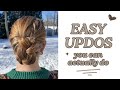 Easy braided bun hairstyle anyone can do! Beginner updo for medium and long hair