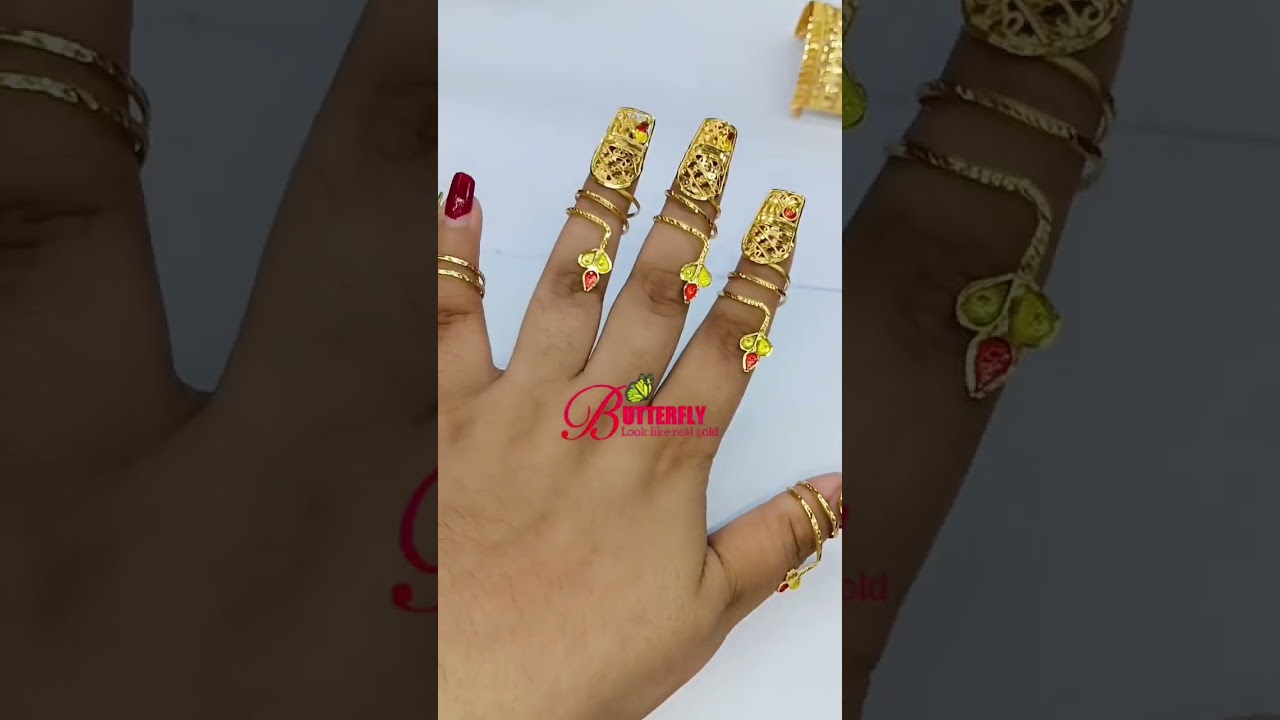 *24k gold plated nail finger ring*580 