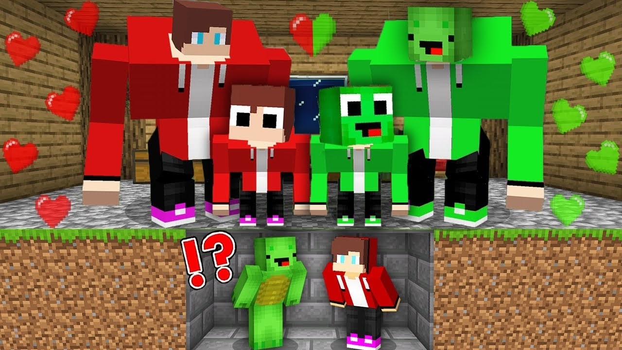 JJ and Mikey HIDE from JJ and Mikey Mutant Family in Minecraft Maizen! Security House Challenge