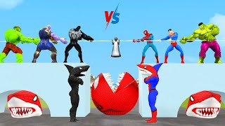 Spiderman challenges tug of war game vs Joker vs hulk vs Shark Spiderman roblox|GTA 5 Superhero Game