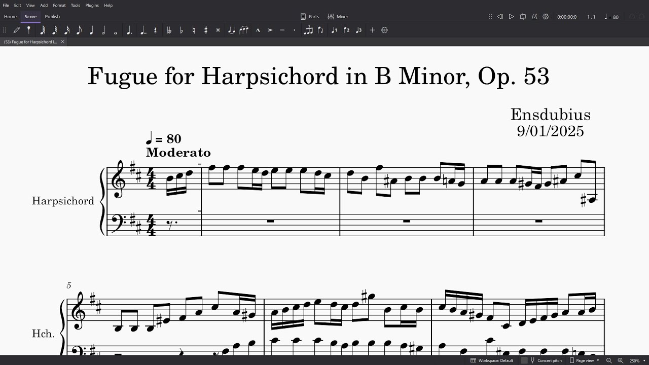 Fugue for Harpsichord in B Minor, Op. 53