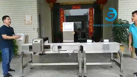 Product bag pouch automatic metal detecting weight checking with rejection system testing video