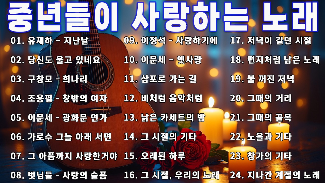 중년들이 사랑하는 노래 🎶🎶 광고 없는 7080 좋은노래 40곡 모음 - 추억으로 떠나는 7080 노래여행