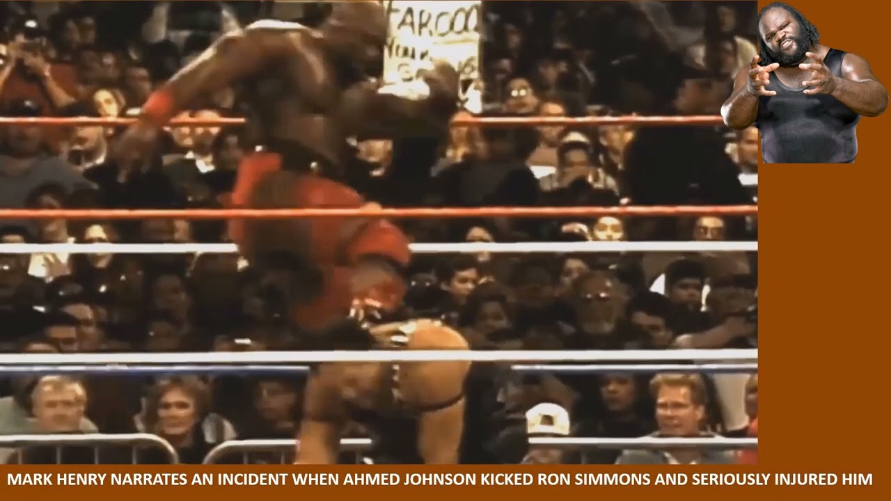 Ahmed Johnson seriously injures Ron Simmons with a kick to the ribs