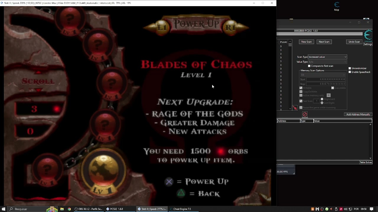 how to infinite orbs on god of war 1 with cheat engine