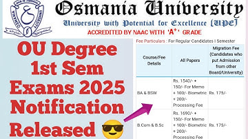 Osmania University Degree 1st Semester Exams 2025 Notification Released | OUDegree Exam 2025 updates