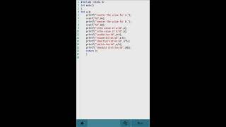Arithmetic operations program in c