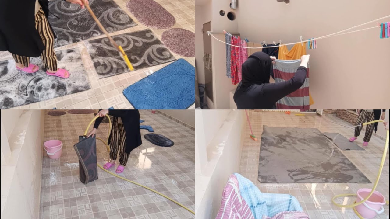 جزء الثاني من تنظيفات الدار عاونتني بنتي في غسيل les tapis