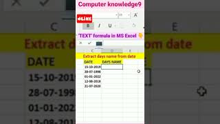 extract days name from date | calculate age in Excel | weekday function in Excel | #shorts #excel screenshot 1