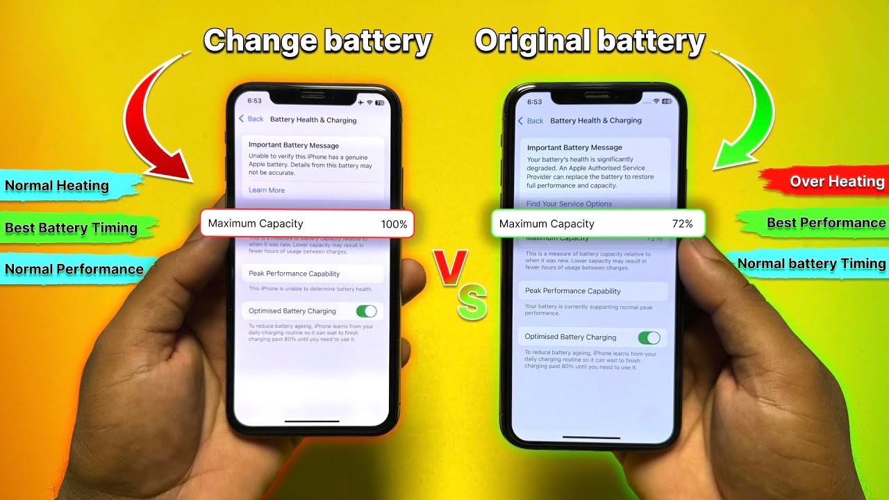 iPhone Change Battery vs Original Battery  - Kon se Best Hai Change 100% vs Original 72% 