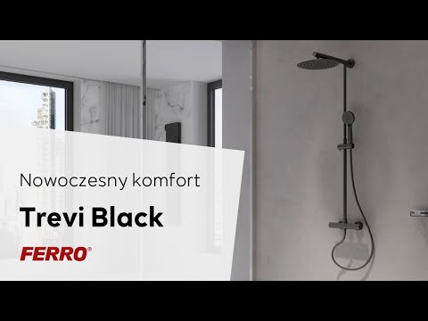 Nowoczesny komfort | Deszczownia Trevi Black z natryskiem i baterią termostatyczną | FERRO GROUP