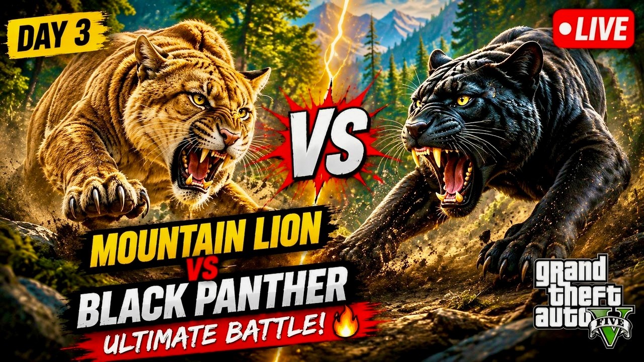 🛑 LIVE GTA 5 - BLACK PANTHER VS MOUNTION LION HUNTING CHALLANGE AGAIN 🔥 #shorts #short #shortlive 