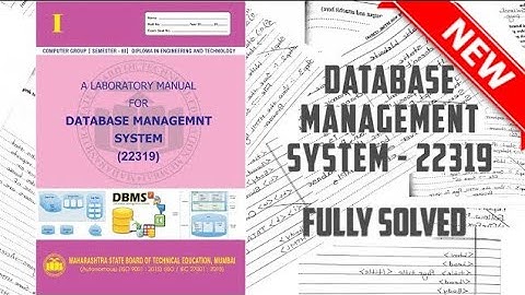 22319 Database Management System| MANUAL ANSWER SOLVED | MSBTE | dms | 4th semester | DMS | co4i