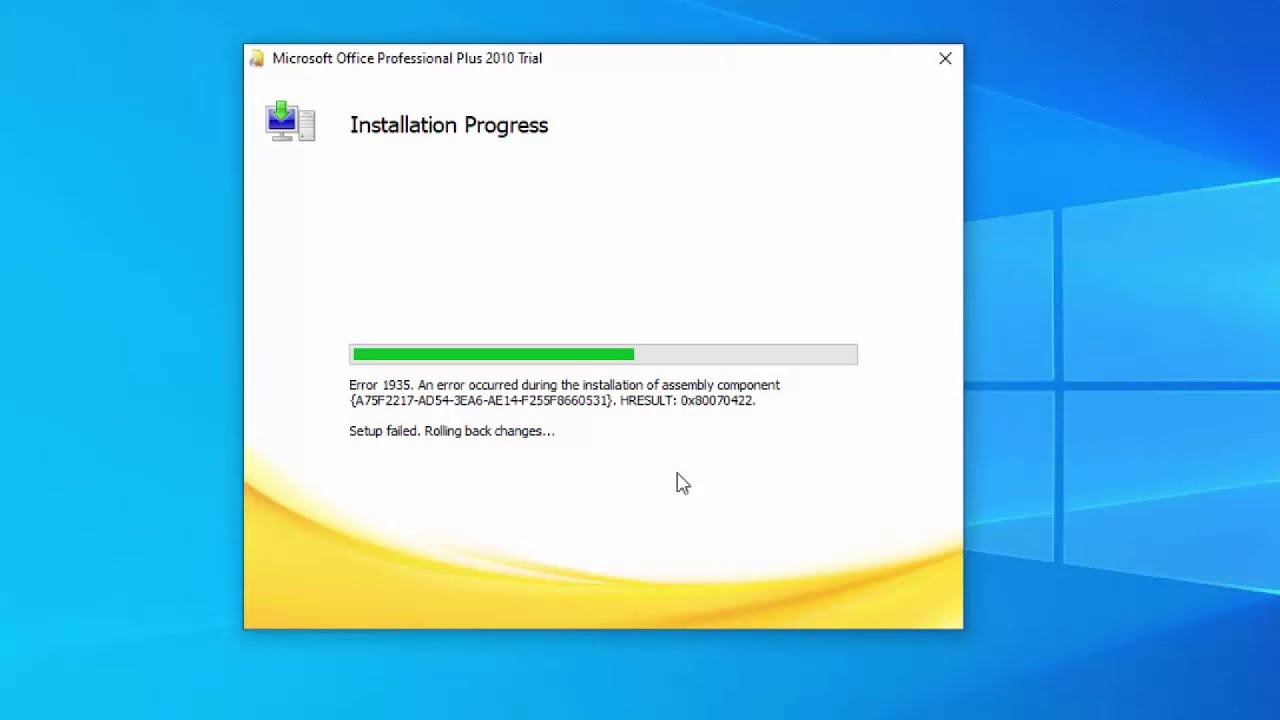 SOLVED) Error 1935 Office 2010 | Error 1935 an error occurred during the  installation of assembly - YouTube