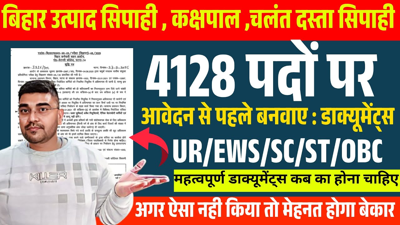 Bihar Constable New vacancy 2025- Constable Documents Required & Job Profile | 4128 Post Eligibility