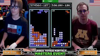 RIDICULOUS HIGH SCORE! Blue Scuti, Rhubarb | Rd 1 | Classic Tetris Monthly Masters | September 2024