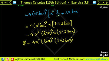 Thomas calculus exercise 3.8 Q23 to Q28 | Derivatives of Logarithmic Functions || Lec 5