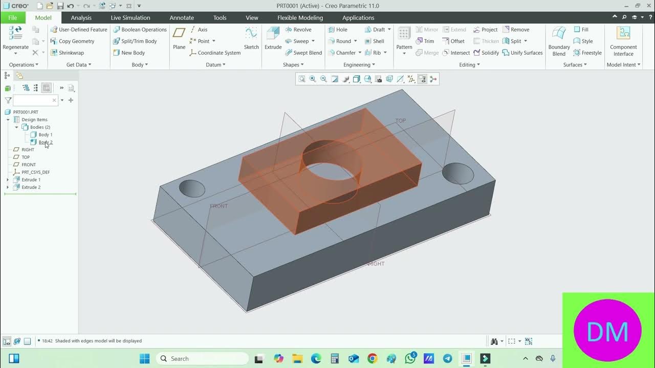 HOW TO SAVE DIFFERENT BODY AS PARTS IN CREO, BOOLEAN OPERATIONS IN CREO ...