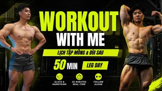 WORKOUT WITH ME: Lịch tập Mông &amp; Đùi Sau (Real-time) | 50 Min LEG DAY