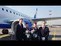 Авиакомпания Белавиа Первый рейс Минск - Шереметьево Терминал Е Embraer ERJ-195 LR Belavia Airlines
