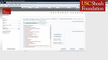 Visual History Archive Tutorial: Keywords Search | USC Shoah Foundation