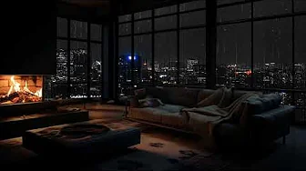 Nighttime Tranquility: Cozy Bedroom Ambience with City Rain and Fireplace for Ultimate Unwind 🌧️🔥