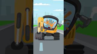 Construction Vehicles Excavator With Cars #carsforkids #carcartoon #carshorts #excavator #cars