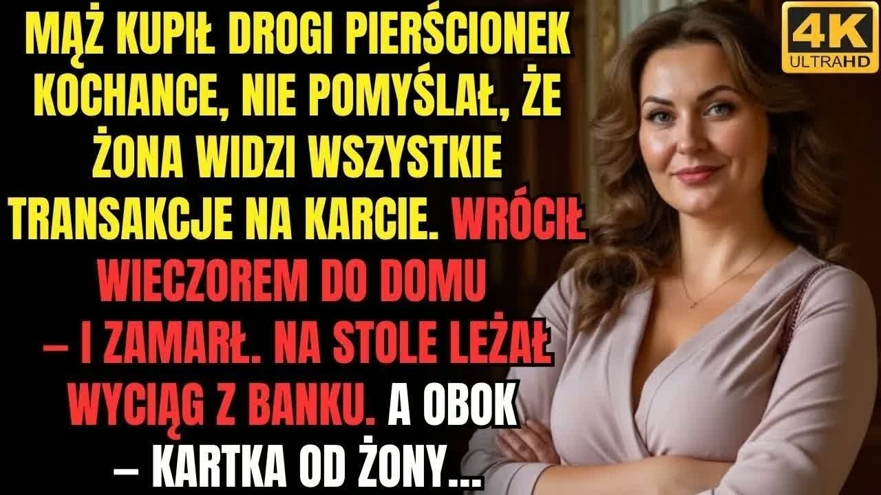 Mój mąż kupił drogi pierścionek kochance, a potem wrócił do domu, jakby nic się nie stało. Nie wiedział, że widzę każdą operację na wspólnym koncie. Tego wieczoru na stole leżała kartka od żony, a...