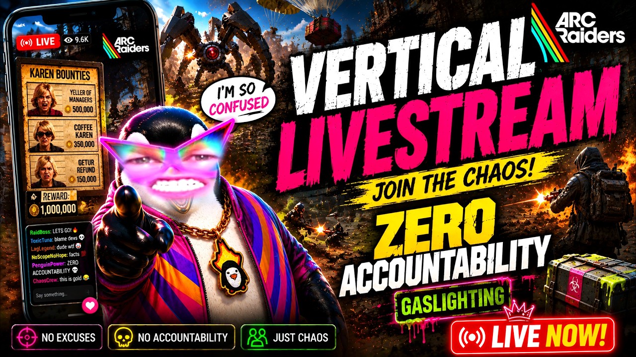 🔴 VERTICAL LIVE ARC Raiders PvP | Penguin VTuber Gaslights Squads 😂 Sniper Chaos & Proximity Chat