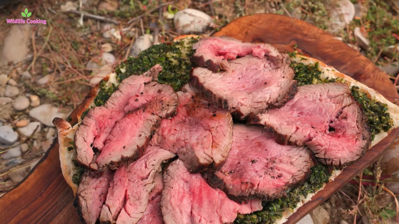 Cooking Juicy Steak in the Wild  Open Fire Bushcraft ASMR
