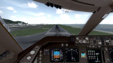 Prepar3D v4 PMDG Boeing 747 v3 landing VHHH 25R