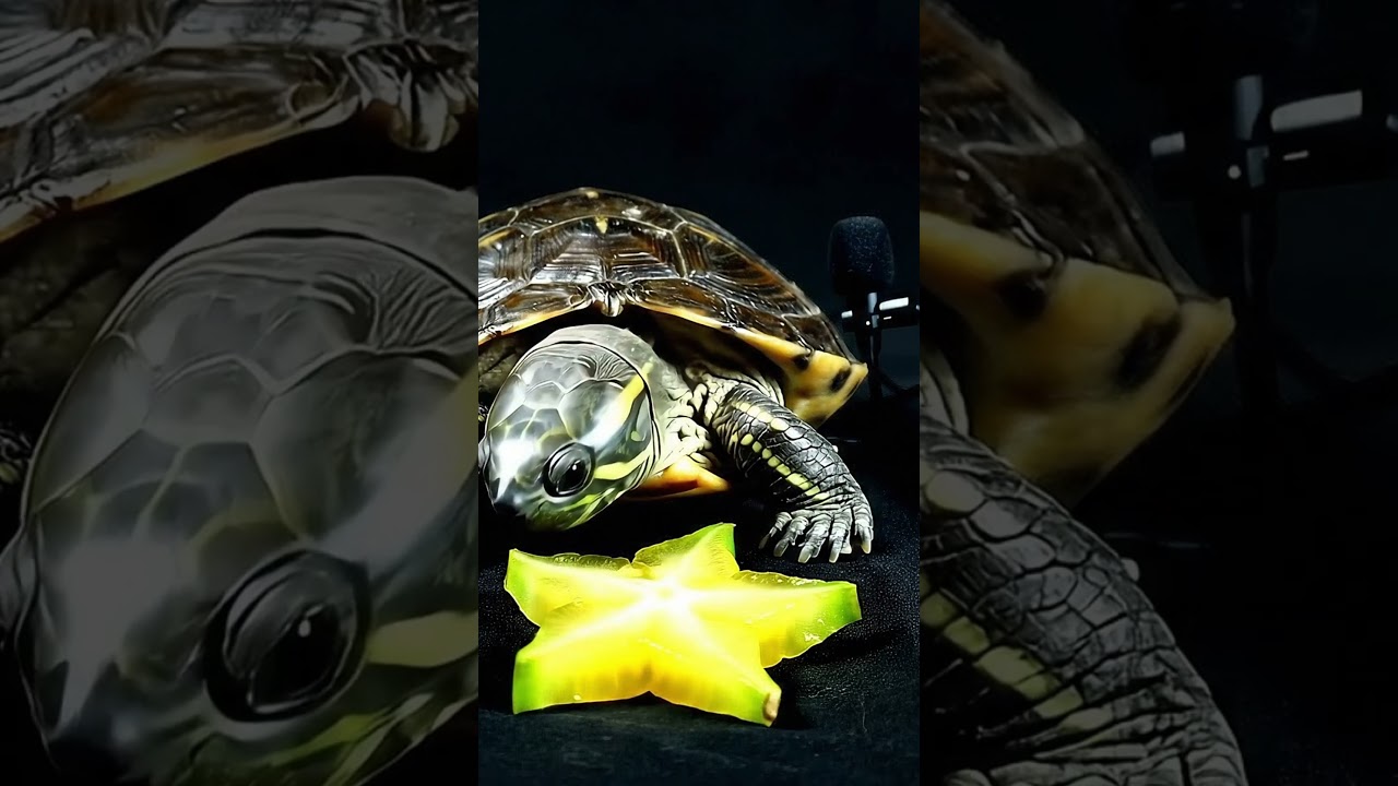 Toto the Turtle Mukbang Eating Star Fruit ASMR | No Talking, Soft Chewing Sounds 