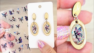 ✨ DIY Fairy Resin Earrings with UV DTF Stickers | Magical Wood & Glitter Jewelry Tutorial 🧚‍♀️