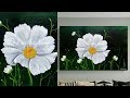 easy acrylic painting beautiful floral | WHITE flower Painting | Art therapy