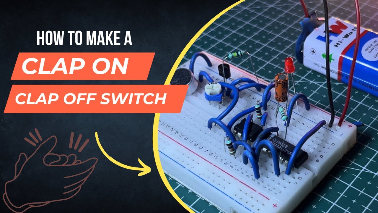 Clap On | Clap off Switch using 555 timer and 7474 D flip flop type Ic ...