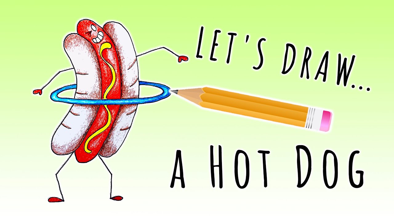 HOW TO DRAW A HOT DOG. Let's draw a fun hot dog. It's easy to learn