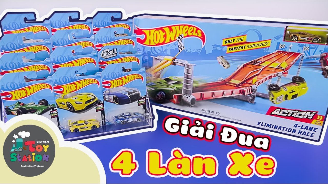 12 xe Hotwheels mới toanh tranh tài trên đường đua 4... - youtube