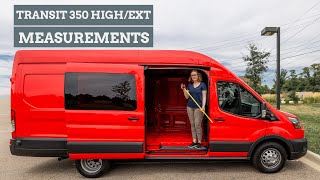2022 Ford Transit 350 HD High Roof/Ext Dually  Interior Dimension & Measurements