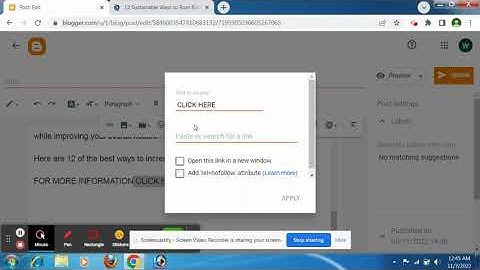 how to add the link to text in blogger